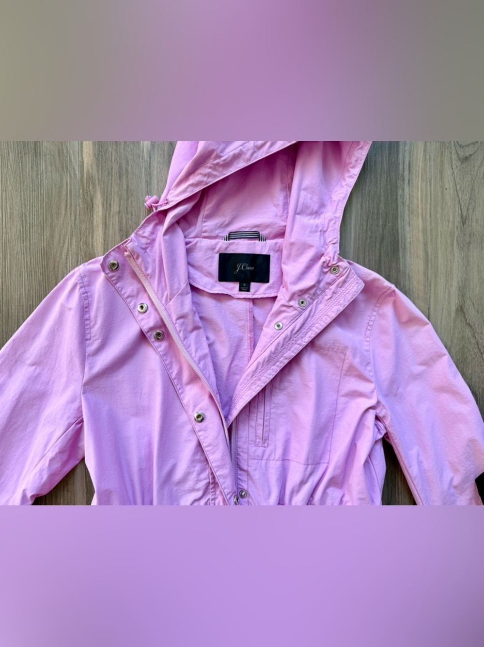 J. Crew Pink Hooded Rain Coat Size S - Picture 3 of 7